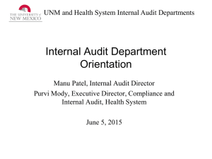 Internal Audit Department Orientation