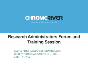 Research Administrators Forum and Training Session LAURA PUTZ, ASSOCIATE CONTROLLER