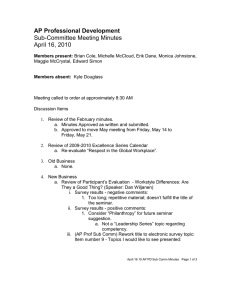 AP Professional Development Sub-Committee Meeting Minutes April 16, 2010