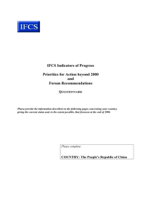 IFCS Indicators of Progress  Priorities for Action beyond 2000 and