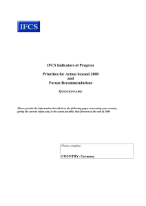 IFCS Indicators of Progress  Priorities for Action beyond 2000 and