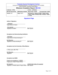 Tularemia Vaccine Development Contract