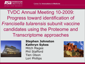 TVDC Annual Meeting 10-2009: Progress toward identification of Transcriptome approaches