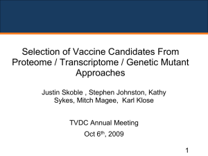 Selection of Vaccine Candidates From Proteome / Transcriptome / Genetic Mutant Approaches