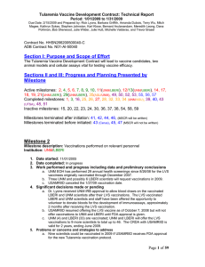 Tularemia Vaccine Development Contract: Technical Report Period: 1/01/2009 to 1/31/2009