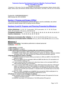 Tularemia Vaccine Development Contract: Monthly Technical Report Period: 7/01/2009 to 7/31/2009