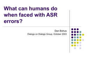 What can humans do when faced with ASR errors? Dan Bohus
