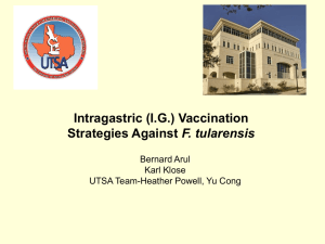 Intragastric (I.G.) Vaccination F. tularensis Bernard Arul Karl Klose
