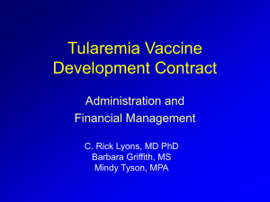 Tularemia Vaccine Development Contract Administration and Financial Management
