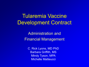 Tularemia Vaccine Development Contract Administration and Financial Management