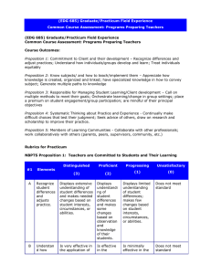 (EDG 685) Graduate/Practicum Field Experience Common Course Assessment: Programs Preparing Teachers