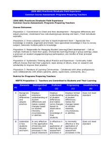 (EDS 685) Practicum/Graduate Field Experience Common Course Assessment: Programs Preparing Teachers