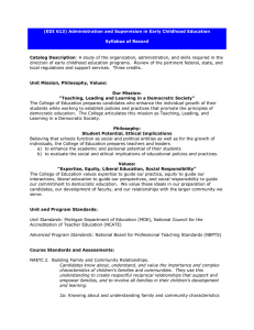 Catalog Description (EDI 613) Administration and Supervision in Early Childhood Education