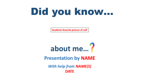 Did you know… about me… Presentation by NAME