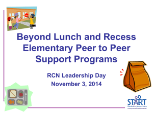 Beyond Lunch and Recess Elementary Peer to Peer Support Programs RCN Leadership Day