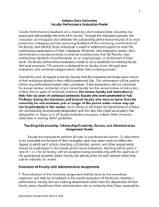 Indiana State University Faculty Performance Evaluation Model