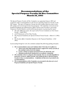 Recommendations of the Special Purpose Faculty Ad Hoc Committee March 28, 2003