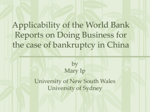 Applicability of the World Bank Reports on Doing Business for by