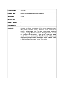 ACH 502 Electrical Engineering for Power Systems Spring