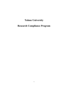 Tulane University  Research Compliance Program 1
