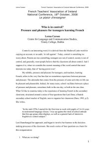 Who is in control? Pressure and pleasure for teenagers learning French