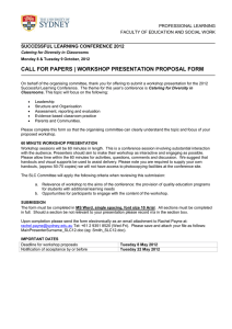 CALL FOR PAPERS | WORKSHOP PRESENTATION PROPOSAL FORM  PROFESSIONAL LEARNING