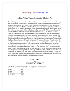 Muhlenberg College/ Morning Call  Lehigh Valley/Trump/Presidential Election Poll