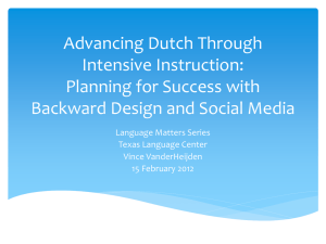 Advancing Dutch Through Intensive Instruction: Planning for Success with