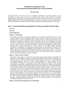 Worldwide consultation on the International Recommendations for Energy Statistics  The first stage