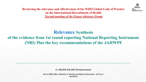 Reviewing the relevance and effectiveness of the WHO Global Code... on the International Recruitment of Health