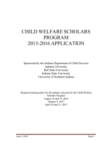 CHILD WELFARE SCHOLARS PROGRAM 2015-2016 APPLICATION