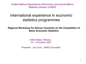 International experience in economic statistics programmes Basic Economic Statistics