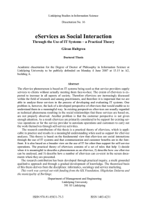eServices as Social Interaction Göran Hultgren