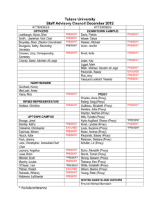 Tulane University Staff Advisory Council December 2012