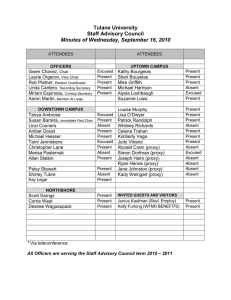 Tulane University Staff Advisory Council Minutes of Wednesday, September 16, 2010