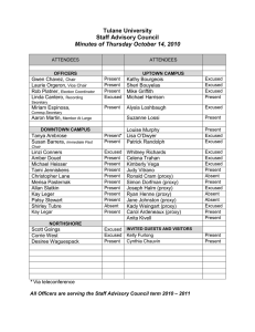 Tulane University Staff Advisory Council Minutes of Thursday October 14, 2010