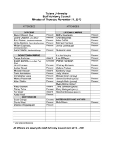 Tulane University Staff Advisory Council Minutes of Thursday November 11, 2010