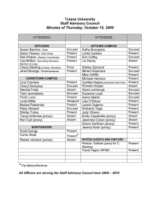 Tulane University Staff Advisory Council Minutes of Thursday, October 15, 2009