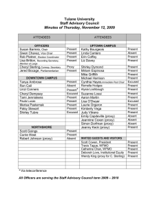 Tulane University Staff Advisory Council Minutes of Thursday, November 12, 2009