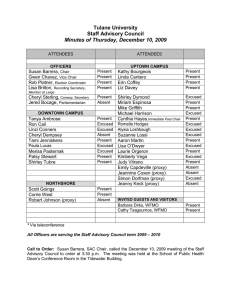 Tulane University Staff Advisory Council Minutes of Thursday, December 10, 2009