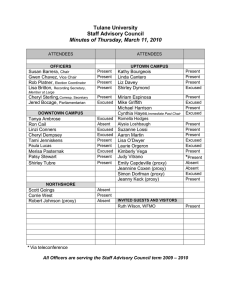 Tulane University Staff Advisory Council Minutes of Thursday, March 11, 2010