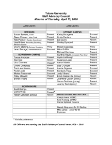 Tulane University Staff Advisory Council Minutes of Thursday, April 15, 2010