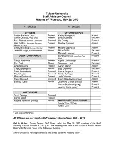 Tulane University Staff Advisory Council Minutes of Thursday, May 20, 2010