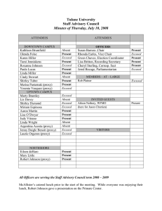 Tulane University Staff Advisory Council Minutes of Thursday, July 10, 2008