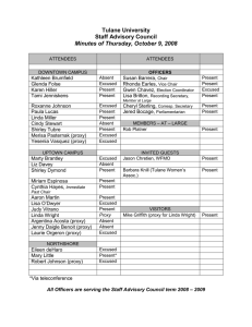 Tulane University Staff Advisory Council Minutes of Thursday, October 9, 2008