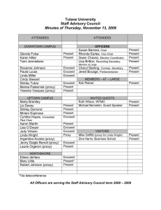 Tulane University Staff Advisory Council Minutes of Thursday, November 13, 2008