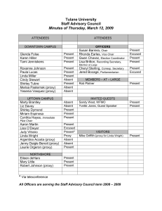 Tulane University Staff Advisory Council Minutes of Thursday, March 12, 2009