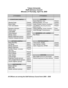 Tulane University Staff Advisory Council Minutes of Thursday, April 16, 2009