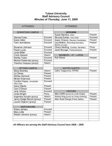 Tulane University Staff Advisory Council Minutes of Thursday, June 11, 2009