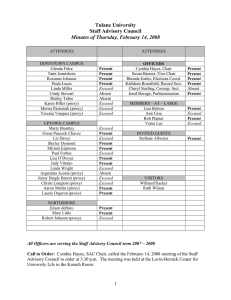 Tulane University Staff Advisory Council Minutes of Thursday, February 14, 2008